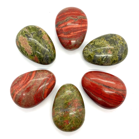 Natürliche Unakit Roter Jaspis Tropfensteine Polierte Edelstein Eier Für DIY Schmuckherstellung Meditation Heilsteine Handsteine
