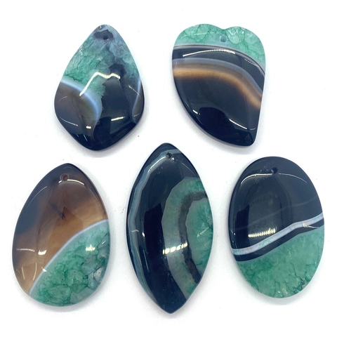 Ciondoli in Pietra di Agata Striata Naturale Per Creazione di Gioielli Fai-da-Te Forme Miste in Pietra Semipreziosa Per Collana