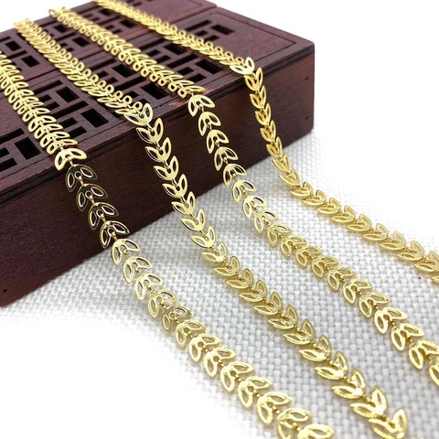 Catena in Rame Dorato a Forma di Foglia Torsione per Fai da Te Creazione Gioielli Collana Borsa Accessorio Moda Metallo
