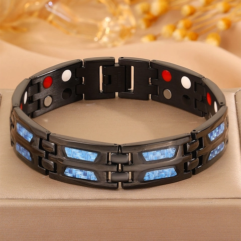 Bracelet de Magnétothérapie en Acier Inoxydable pour Hommes Femmes Santé Énergie Aimant Bracelet Gourmette Bijoux Cadeau