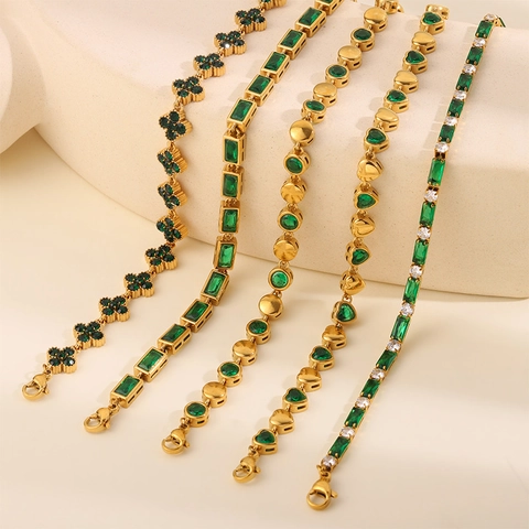 Fashion Stainless Steel Zirconia Heart Flower Butterfly Charm Bracelets Collection Gold Plated Enamel Jewelry For Women Gift
