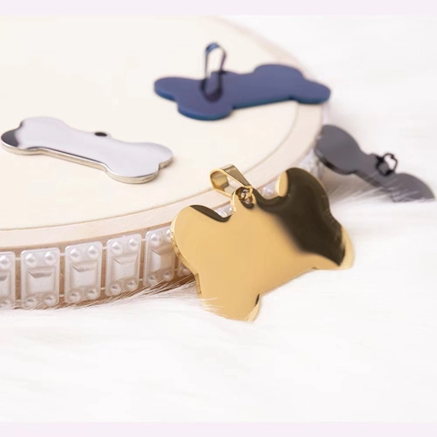 Stainless Steel Bone Shape Pet ID Tag Mirror Polished Dog Cat Name Plate Identification Blank Metal Tags For Pets Accessory