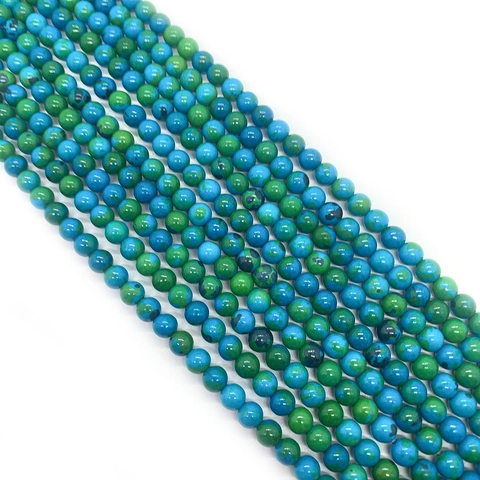 Natural Stone Phoenix Stone Round Loose Beads Polished Blue Green Earth Texture For Jewelry Making DIY Accessory