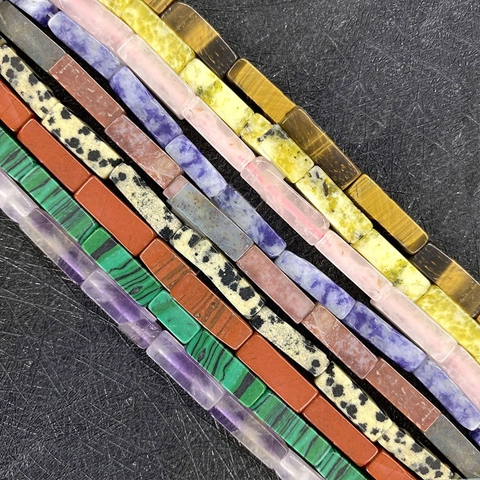 Natural Stone Tube Beads 4x13mm Rectangle Loose Beads For DIY Jewelry Making Necklace Bracelet Women Men Accessories