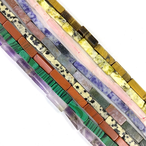 Natural Stone Tube Beads 4x13mm Rectangle Loose Beads For DIY Jewelry Making Necklace Bracelet Women Men Accessories