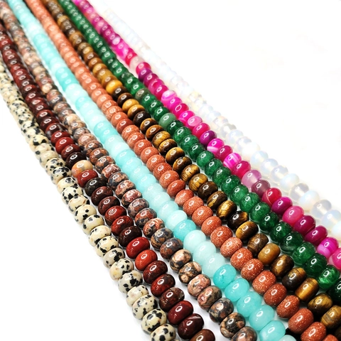 Natural Stone Abacus Beads Rondelle Loose Beads For DIY Jewelry Making Necklaces Bracelets Agate Quartz Tiger Eye Beads
