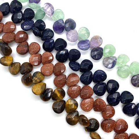 Pierres Naturelles Perles Facettées en Goutte 8x12mm Forme de Cœur Perles en Vrac pour Collier Bracelet DIY Accessoires de Bijouterie