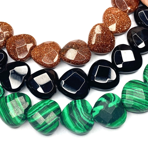 Cuentas de Piedra Natural en Forma de Corazón Facetadas Pulidas de Cristal Semiprecioso Tiras para Fabricación de Joyas DIY Collares Accesorios