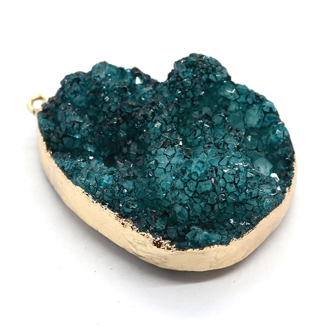 Natural Druzy Crystal Cluster Pendant Irregular Stone With Metal Wrapped Edge For DIY Necklace Jewelry Making Accessories