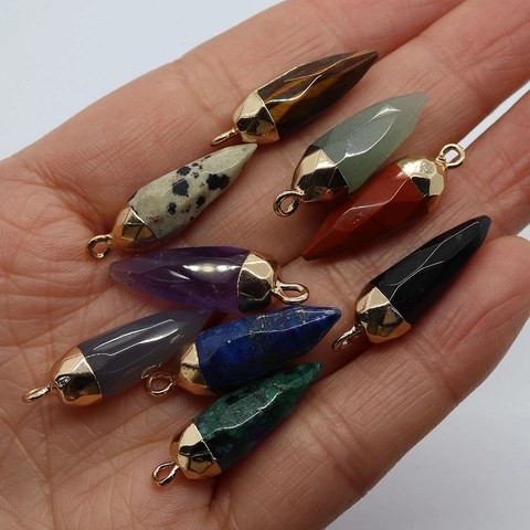 Natuursteen Zeshoekige Kogelvormige Hanger Gepolijste Edelsteen DIY Sieraden Maken Accessoires Voor Ketting Oorbellen Vrouwen Mannen