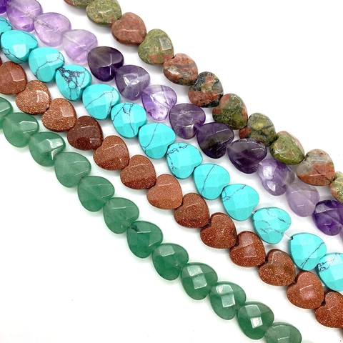 Gefacetteerde Natuursteen Hart Kralen Gefacetteerde Edelsteen Losse Kralen Voor DIY Sieraden Maken Ketting Accessoires