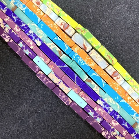 Natural Stone Rectangular Tube Beads Imperial Jasper Turquoise Cube Loose Beads For DIY Necklace Bracelet Jewelry Making
