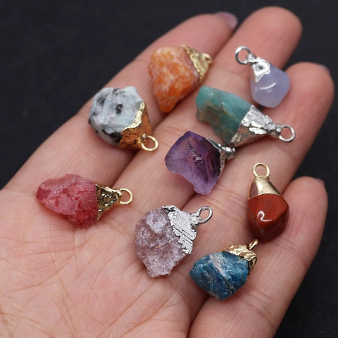 Irregular Natural Stone Pendants Amethyst Turquoise Lapis Lazuli Quartz Connector For Jewelry Making DIY Necklaces Accessories
