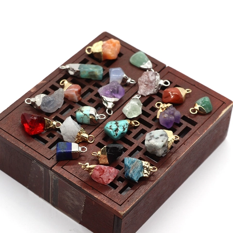 Irregular Natural Stone Pendants Amethyst Turquoise Lapis Lazuli Quartz Connector For Jewelry Making DIY Necklaces Accessories