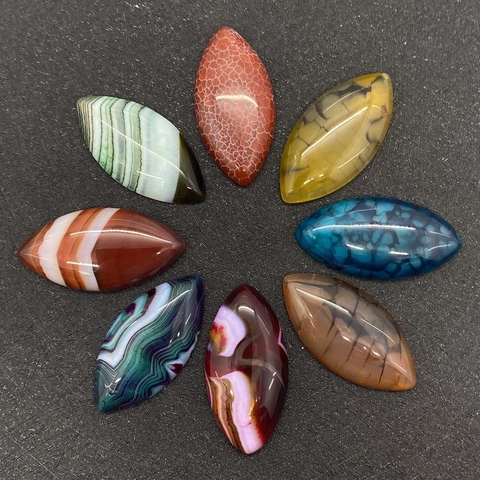 Agata Naturale Cabochon Marquise Pietra Non Porosa Perline Per DIY Collana Gioielli Produzione Accessori Multicolore Agata Pietra