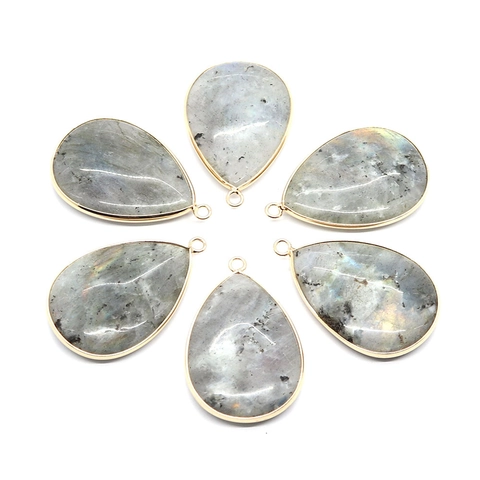 Druppel Natuursteen Hanger Gouden Zetting Voor DIY Ketting Armband Oorbel Maken Sieraden Accessoires Vrouwen