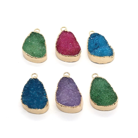 Natuurlijke Druzy Kristal Agaat Onregelmatige Waterdruppel Hanger Vergulde Rand DIY Handgemaakte Sieraden Accessoire Ambacht