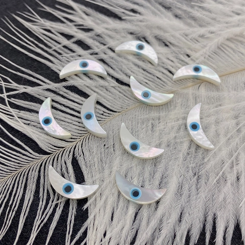 Natürliche Muschel Halbmond Böses Auge Künstliche Perlen Für DIY Schmuckherstellung Halsketten Zubehör Vintage Perlmutt Charms