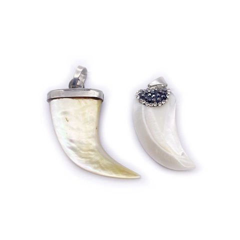 Natürliche Meeresmuschel Schwert Horn Anhänger Mit Strass Einlage Für DIY Schmuckherstellung Perlmutt Stoßzahn Charme Zubehör