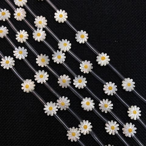 Natürliche Meeresschnecke Gänseblümchenform Lose Perlen Polierte Weiße Muschelperlen Für DIY Schmuckherstellung Armband Halskette