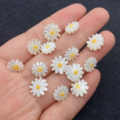 Natürliche Meeresschnecke Gänseblümchenform Lose Perlen Polierte Weiße Muschelperlen Für DIY Schmuckherstellung Armband Halskette