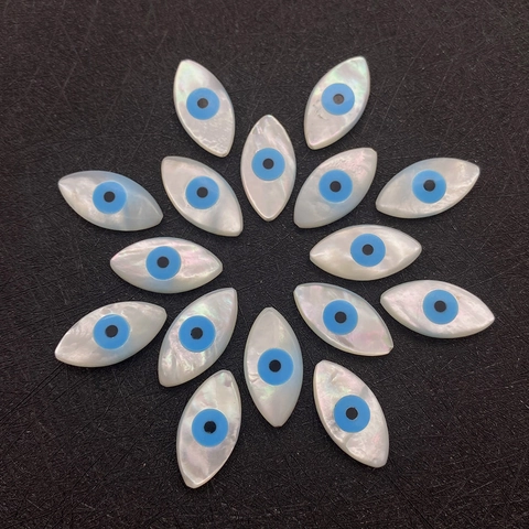 Natürliche See Muschel Evil Eye Lose Perlen Marquise Form Perlmut Perlen Für DIY Schmuckherstellung Halskette Zubehör