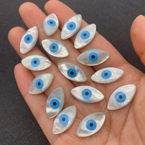 Natürliche See Muschel Evil Eye Lose Perlen Marquise Form Perlmut Perlen Für DIY Schmuckherstellung Halskette Zubehör