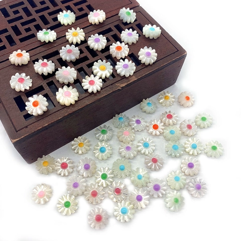 Natural Seawater White MOP Shell Daisy Flower Beads For DIY Bracelet Necklace Jewelry Making Finding Loose Beads