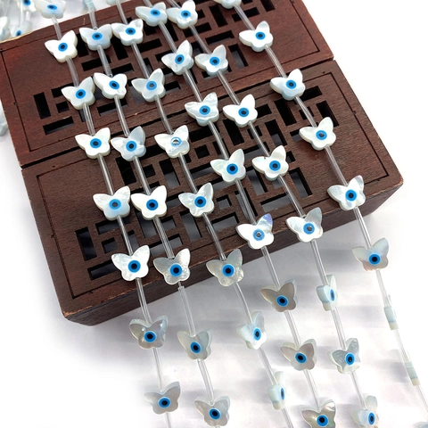 Natürliche Meeresmuschel Schmetterling Lose Künstliche Perlen Mit Bösem Blick Muster Perlmutt Zwischenperlen Für DIY Schmuckherstellung Zubehör
