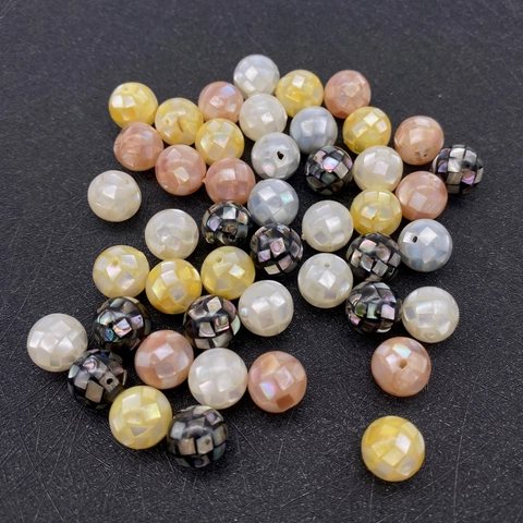 Natural Sea Shell Mosaic Round Beads Polished Loose Beads For DIY Jewelry Making Necklace Bracelet Handmade Accessories Shell Beads Gift