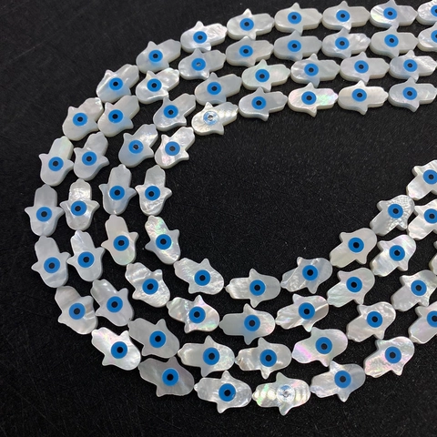 Natural Freshwater Mother Of Pearl Hamsa Hand Evil Eye Loose Beads For DIY Necklace Bracelet Jewelry Making Components