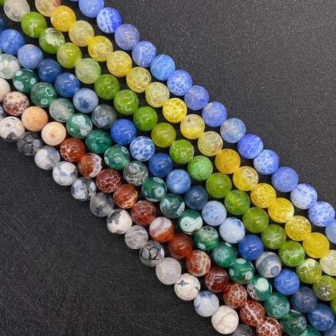 Natural Stone Dragon Vein Agate Round Beads For DIY Jewelry Making Polished Multi Colored Sphere Beads For Bracelets Necklaces