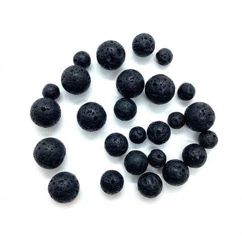 Pietra Lavica Nera Naturale Perline Sciolte Tonde Pietra Vulcanica Porosa Lucidata Per Creazione Gioielli Fai Da Te Accessori Per Orecchini Collana