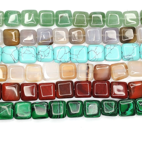 Natuursteen Vierkante Kralen Voor DIY Sieraden Maken Gepolijste Halfedelsteen Vierkante Platte Kralen Voor Ketting Armband Maken Sieraden Accessoires