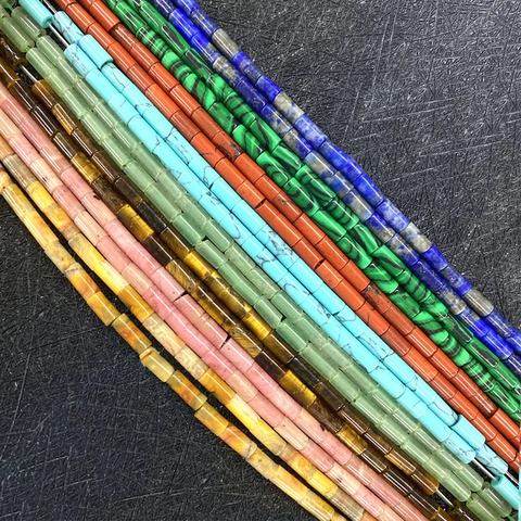 Natural Stone Tube Beads Polished Healing Crystal Cylinder Spacer Beads For DIY Jewelry Making Necklace Bracelet Accessories
