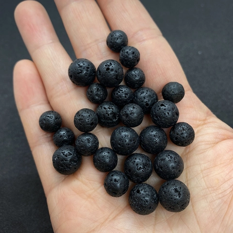 Natural Black Lava Stone Round Loose Beads For Jewelry Making DIY Bracelet Necklace Volcanic Rock Matte Porous Stone Accessory