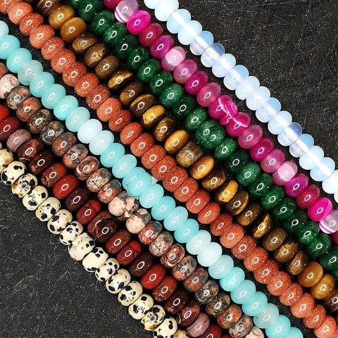 Perles de Pierre Naturelle Abaque Rondelle Perles en Vrac pour la Fabrication de Bijoux DIY Colliers Bracelets Agate Quartz