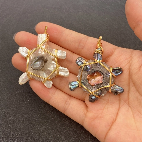 Handmade Wire Wrapped Freshwater Pearl Pendant Irregular Natural Gemstone Crystal Cluster For DIY Necklace Jewelry Making