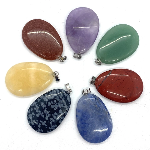 Natuursteen Hanger Traanvorm Amethist Topaas Rozenkwarts Voor DIY Sieraden Maken Accessoires Gepolijste Edelsteen