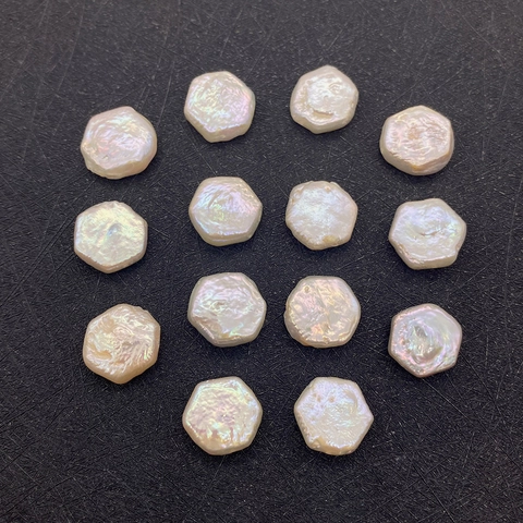 Perles en Vrac en Perle d'Eau Douce Naturelle Hexagonale Baroque Irrégulière Perles Irisées Blanches Pour Création Bijoux Artisanaux