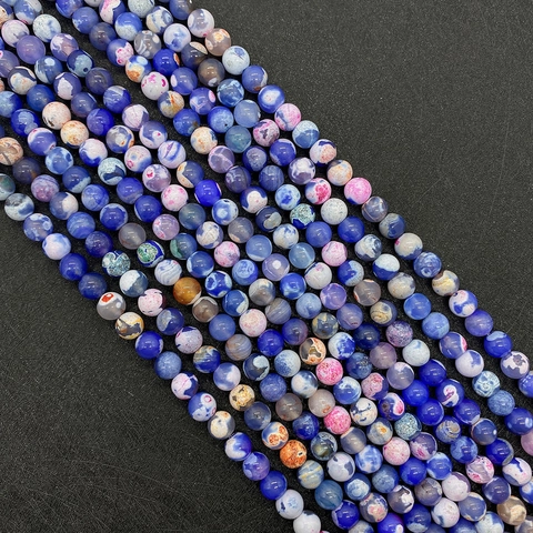 Natural Dragon Vein Agate Round Beads Polished Stone Spacer Beads For DIY Jewelry Making Bracelet Necklace Crafting Supplies