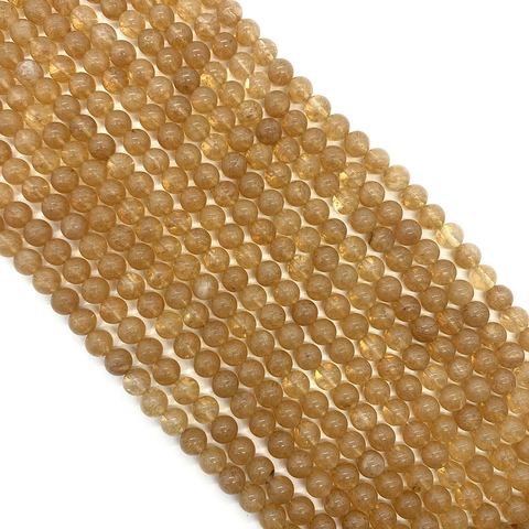 Natural Stone Round Beads Yellow Watermelon Rutilated Quartz Loose Beads For DIY Jewelry Making Necklace Accessories