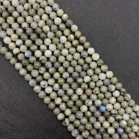 Natural Labradorite Grey Round Loose Beads Polished Iridescent Flash Stone Spacer Beads For DIY Jewelry Making Accessories