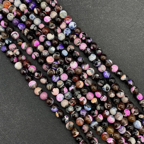 Natuurlijke Vuuragaat Ronde Kralen Voor DIY Sieraden Maken Gepolijste Mix Kleur Steen Kralen Voor Ketting Armband Craft Accessoires