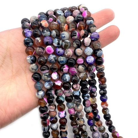 Natuurlijke Vuuragaat Ronde Kralen Voor DIY Sieraden Maken Gepolijste Mix Kleur Steen Kralen Voor Ketting Armband Craft Accessoires