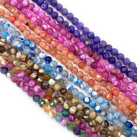Natural Dragon Vein Agate Loose Beads For DIY Jewelry Making Crackle Round Stone Beads For Bracelet Necklace Accessories