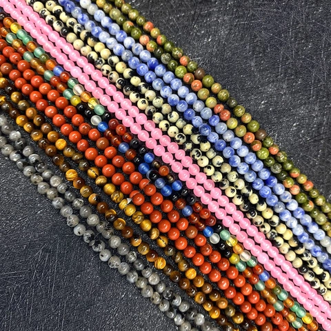 Natural Stone Round Loose Beads Strand For DIY Jewelry Making Necklace Bracelet Tiger Eye Agate Lapis Lazuli Polished Ore Beads