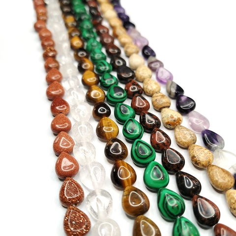 Perles en Vrac en Pierre Naturelle Forme de Goutte d'Eau Polies pour Accessoires de Fabrication de Bijoux de Collier DIY
