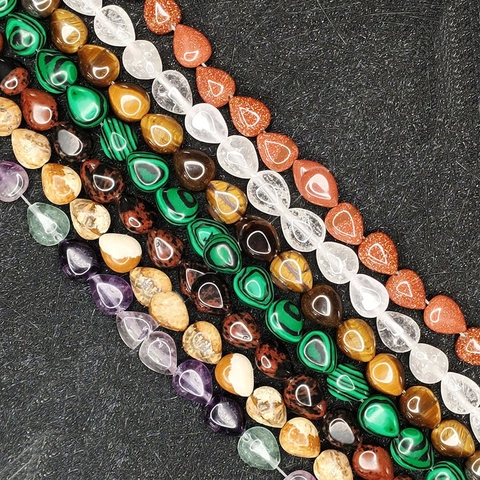 Perles en Vrac en Pierre Naturelle Forme de Goutte d'Eau Polies pour Accessoires de Fabrication de Bijoux de Collier DIY