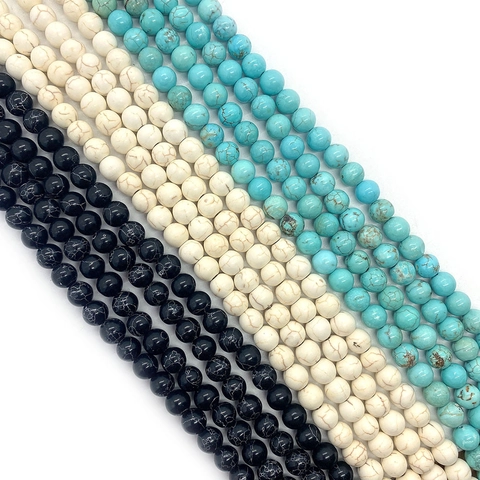 Natural Stone Round Beads Turquoise Style Loose Beads 6mm 8mm 10mm For DIY Jewelry Making Bracelets Necklaces Accessories